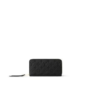 Like New — Louis Vuitton Black Monogram Zip-Around Wallet with Gold Hardware